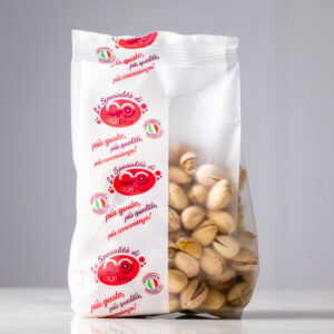 Pistacchi con guscio in busta trasparente verticale