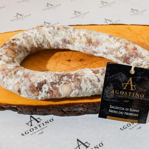 Salsiccia di Suino Nero dei Nebrodi Salsiccia di suino nero dei Nebrodi stagionata ad anello